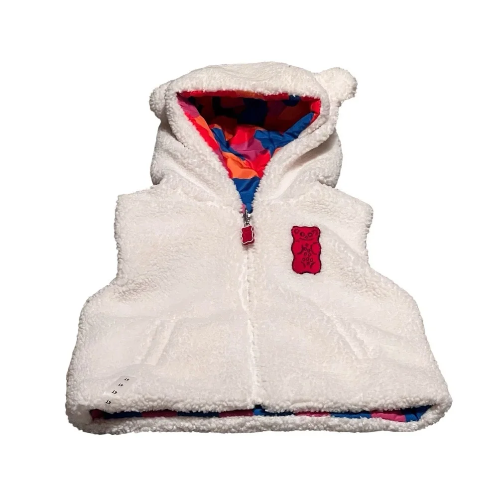 JCPenney Haribo Gummy Bear Vest Reversible 4T Kids Hood Ears‎ Unisex Zip Jacket